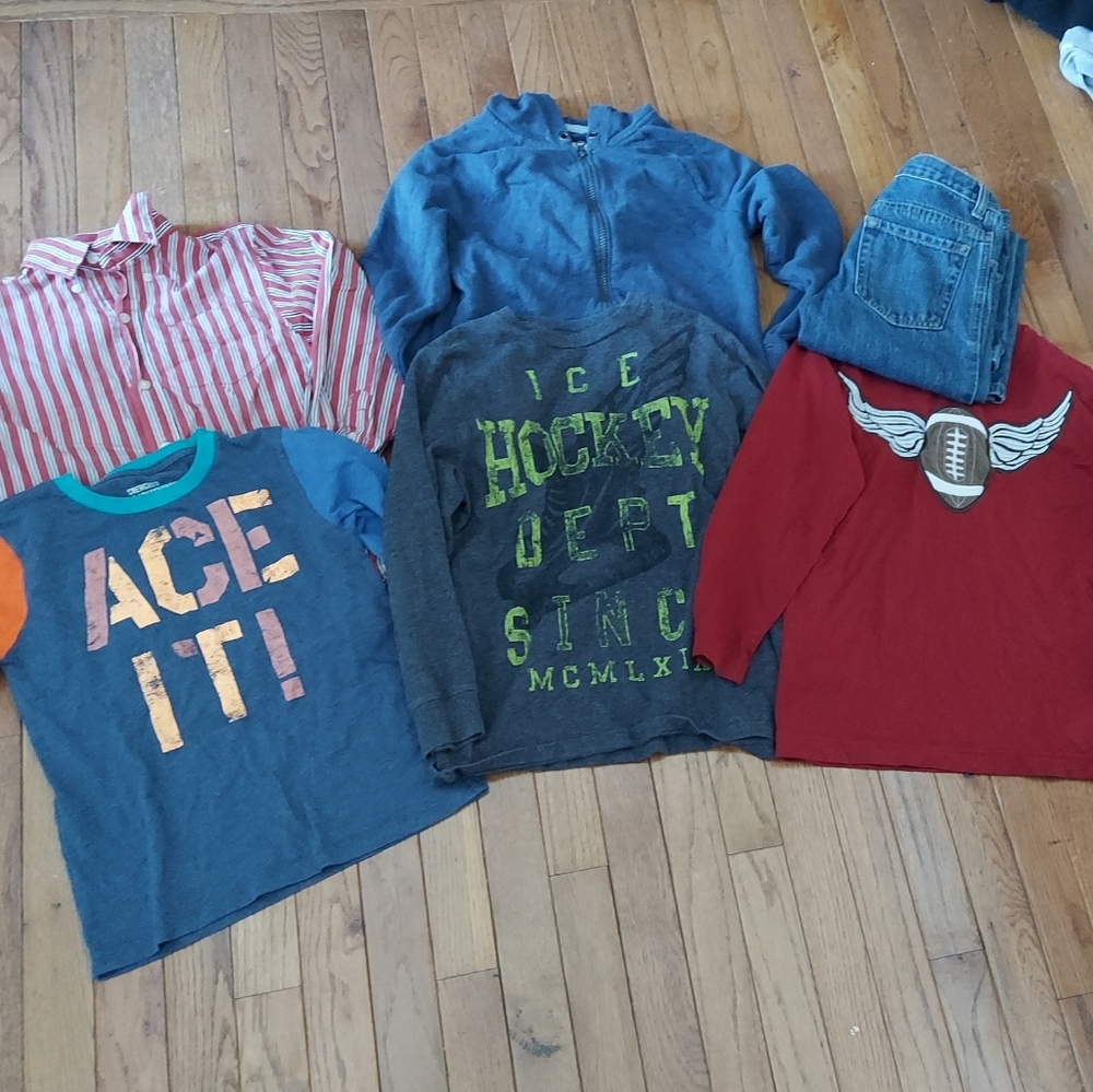 6 Piece Lot Mixed Boys Tops jeans medium 8 gap, crewcuts, gymboree, TCP, cheroke